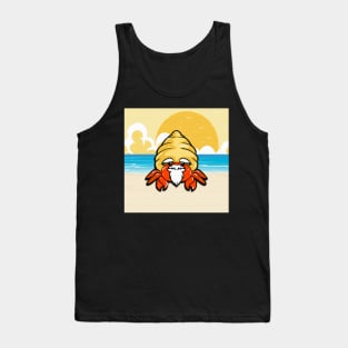 Beach crab cancer sea sun vacation yellow blue Tank Top